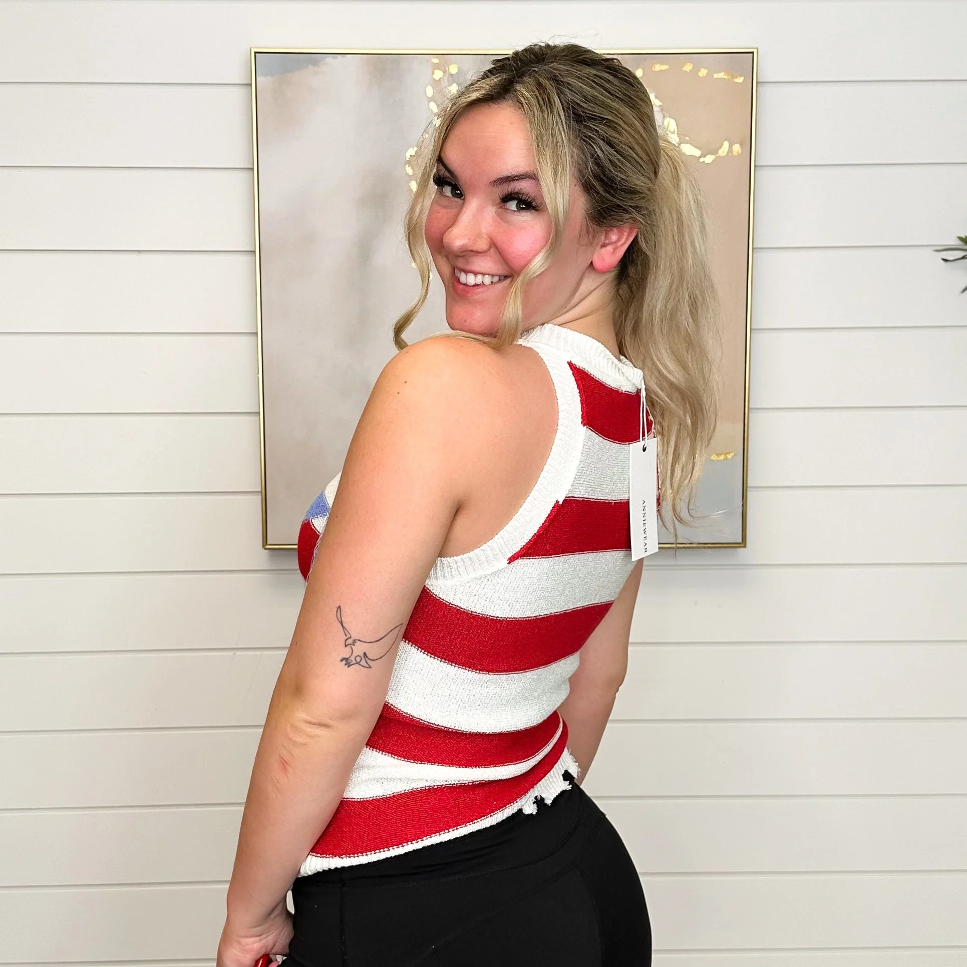 Wave Your Flag Knit Ivory Avery Mae Tank Top - Image 2