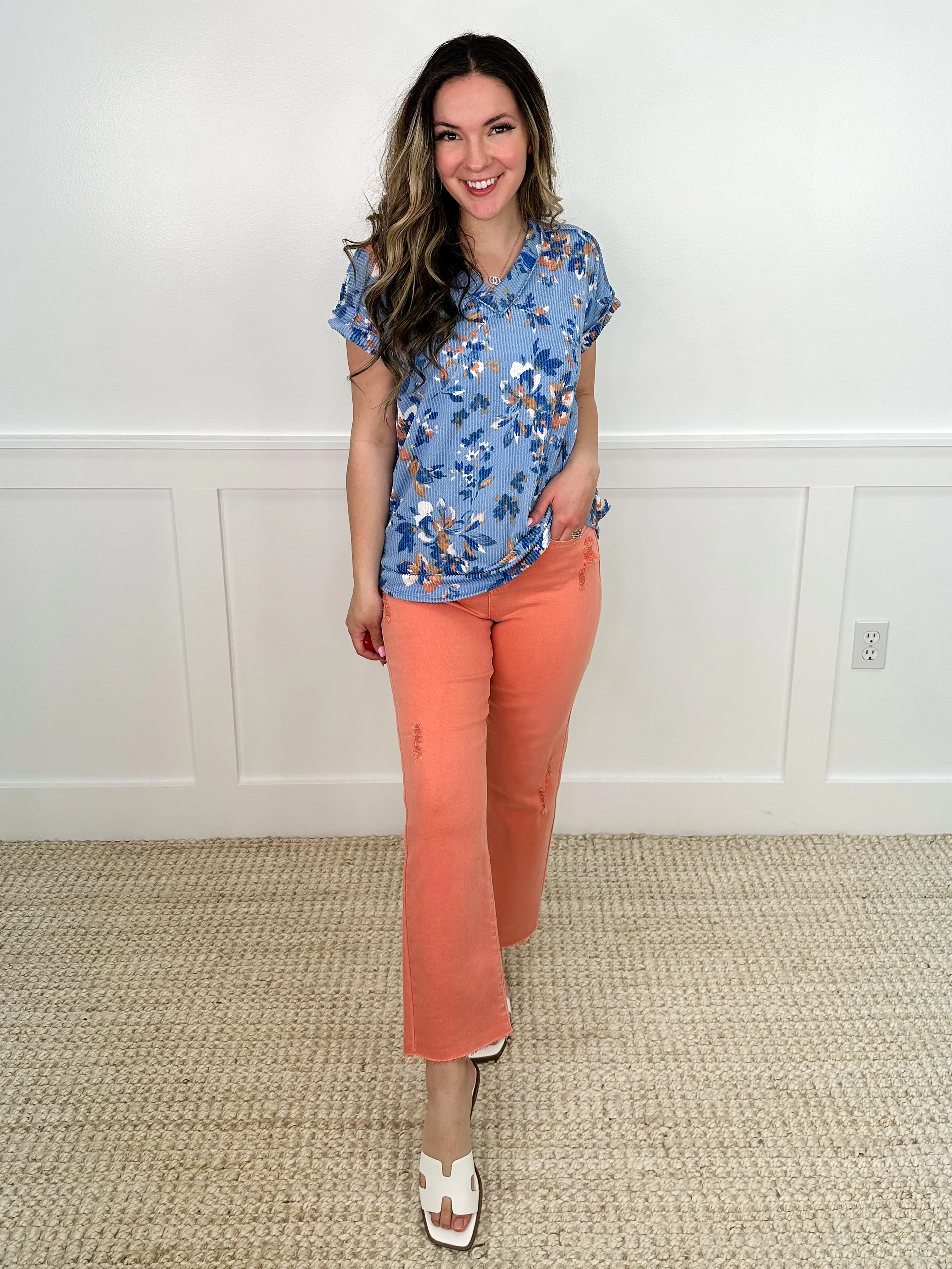 We Belong Ribbed Short Sleeve Blue Avery Mae Top - Image 2
