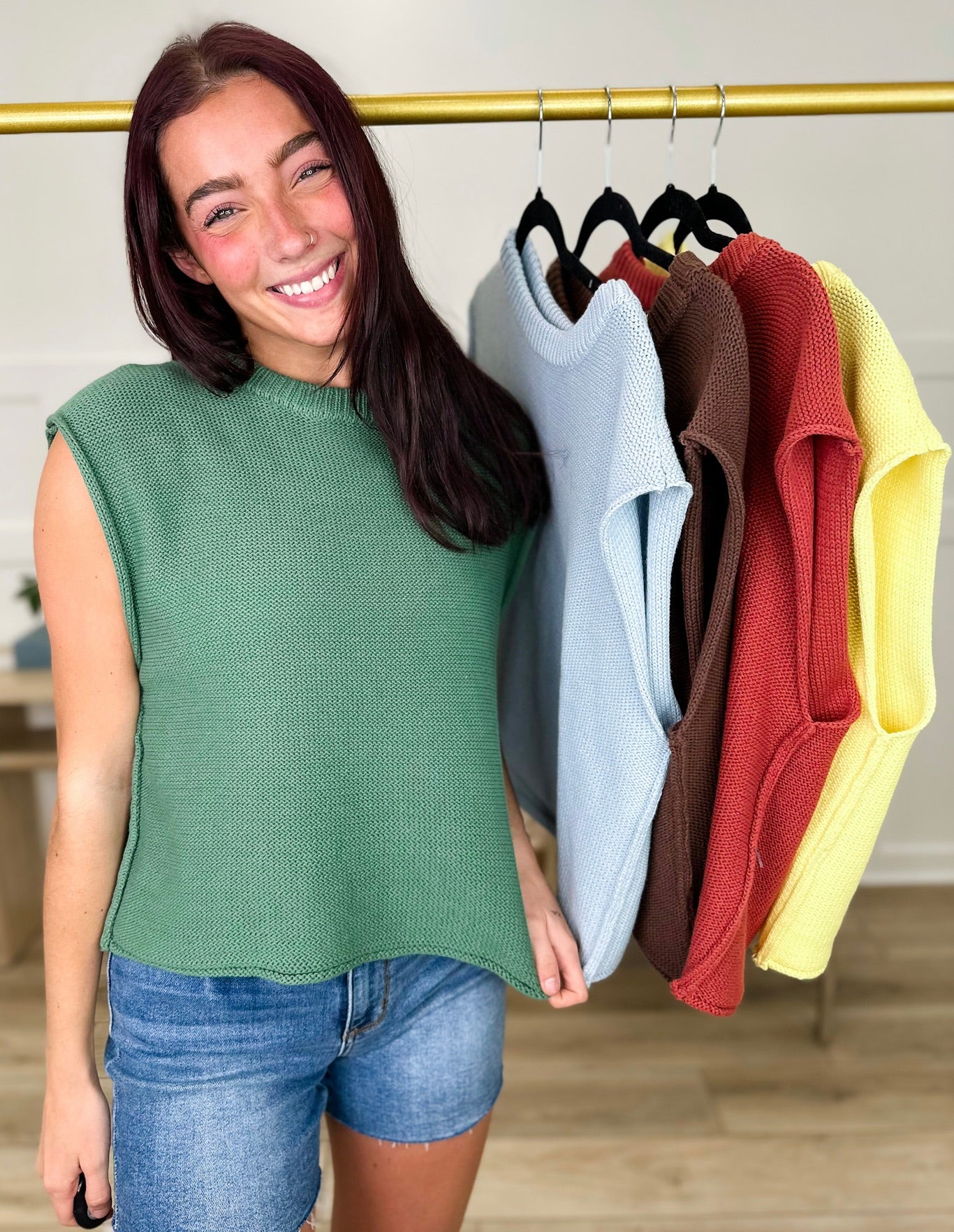 Weekend Wanderer Cotton Cap Sleeve Avery Mae Sweater Top - Multiple Colors - Image 3
