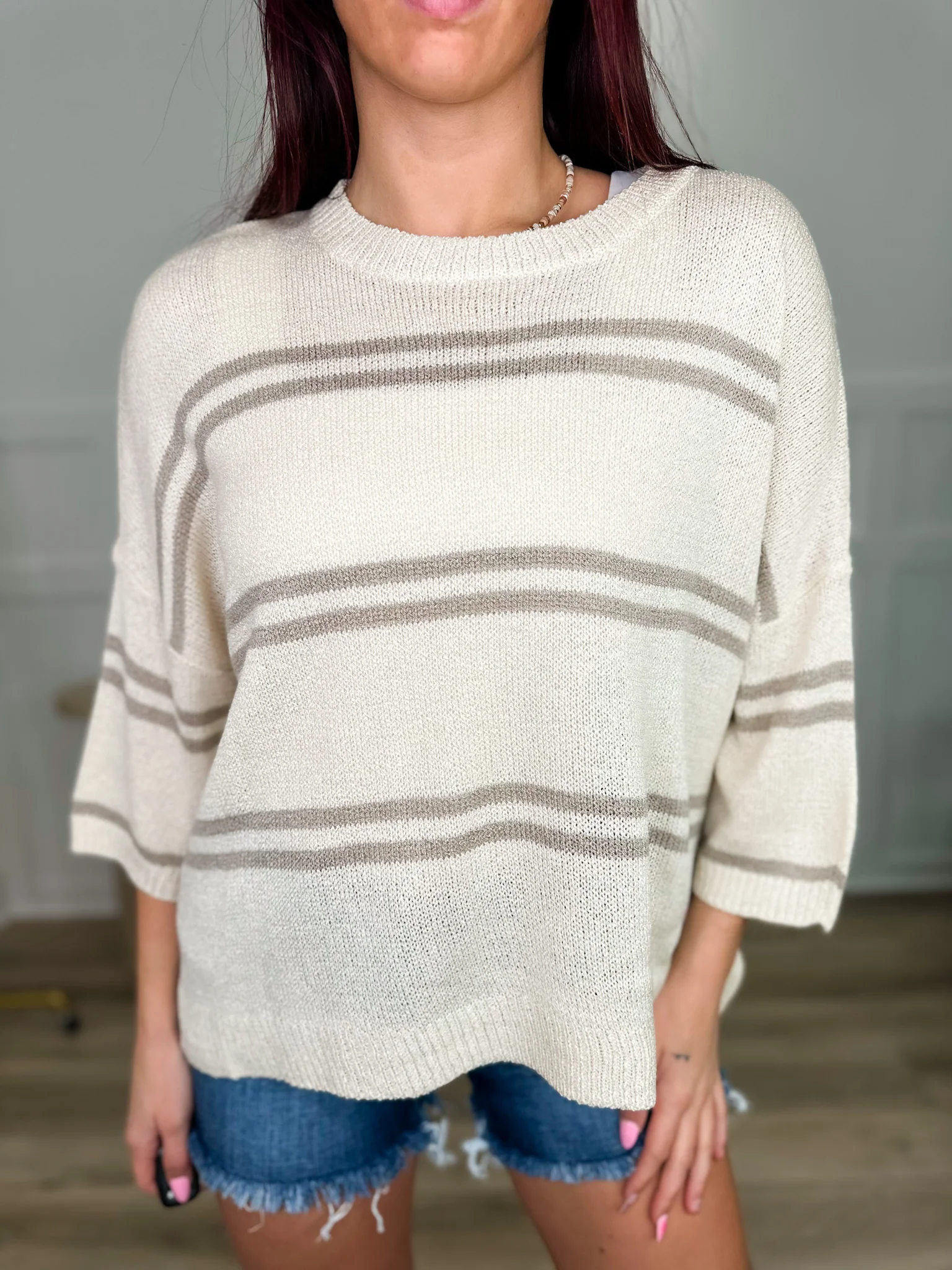 Whatever it is Knit 3/4 Sleeve Avery Mae Sweater Top - 3 colors! - Image 3