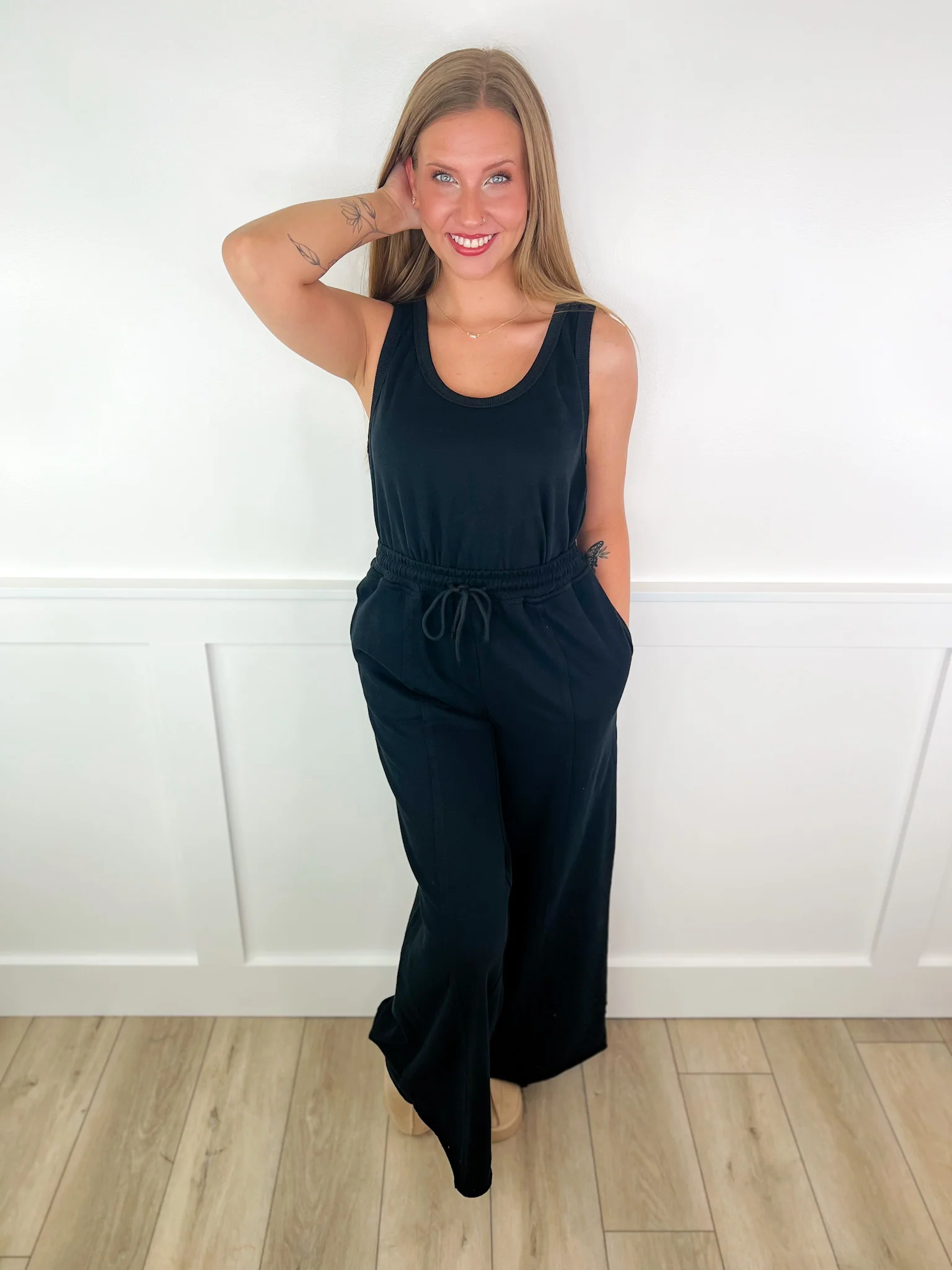 Where it Begins Cotton Blend Wide Leg Avery Mae Jumpsuit - 3 colors! - Image 4