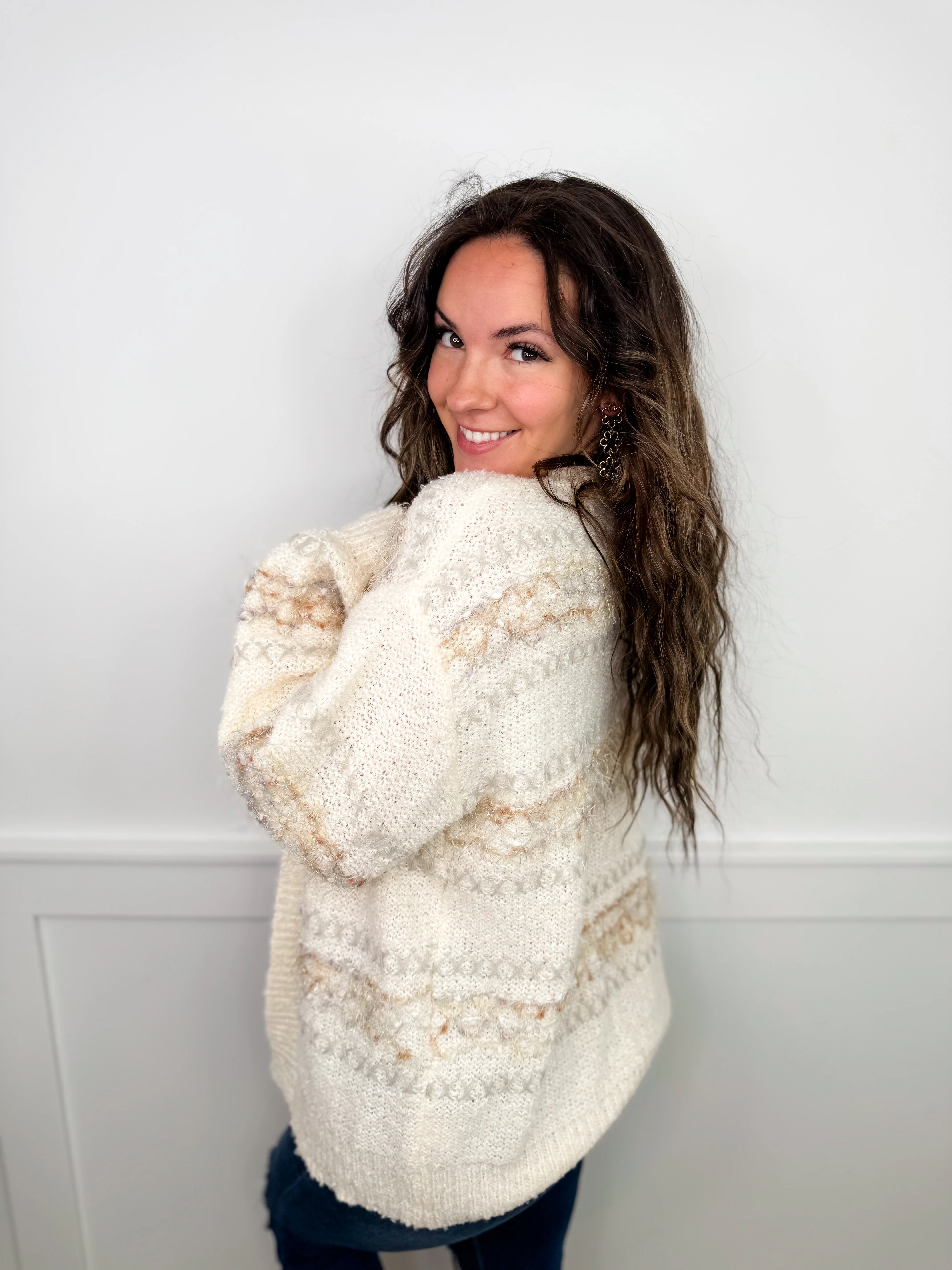 White Birch A Mental Freeze Knit Long Sleeve Cream Cardigan - Image 2
