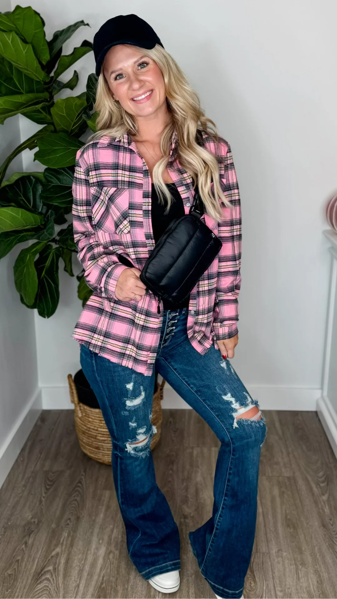 White Birch Avery Mae Every Night's Girls Night Long Sleeve Pink Flannel - Image 5
