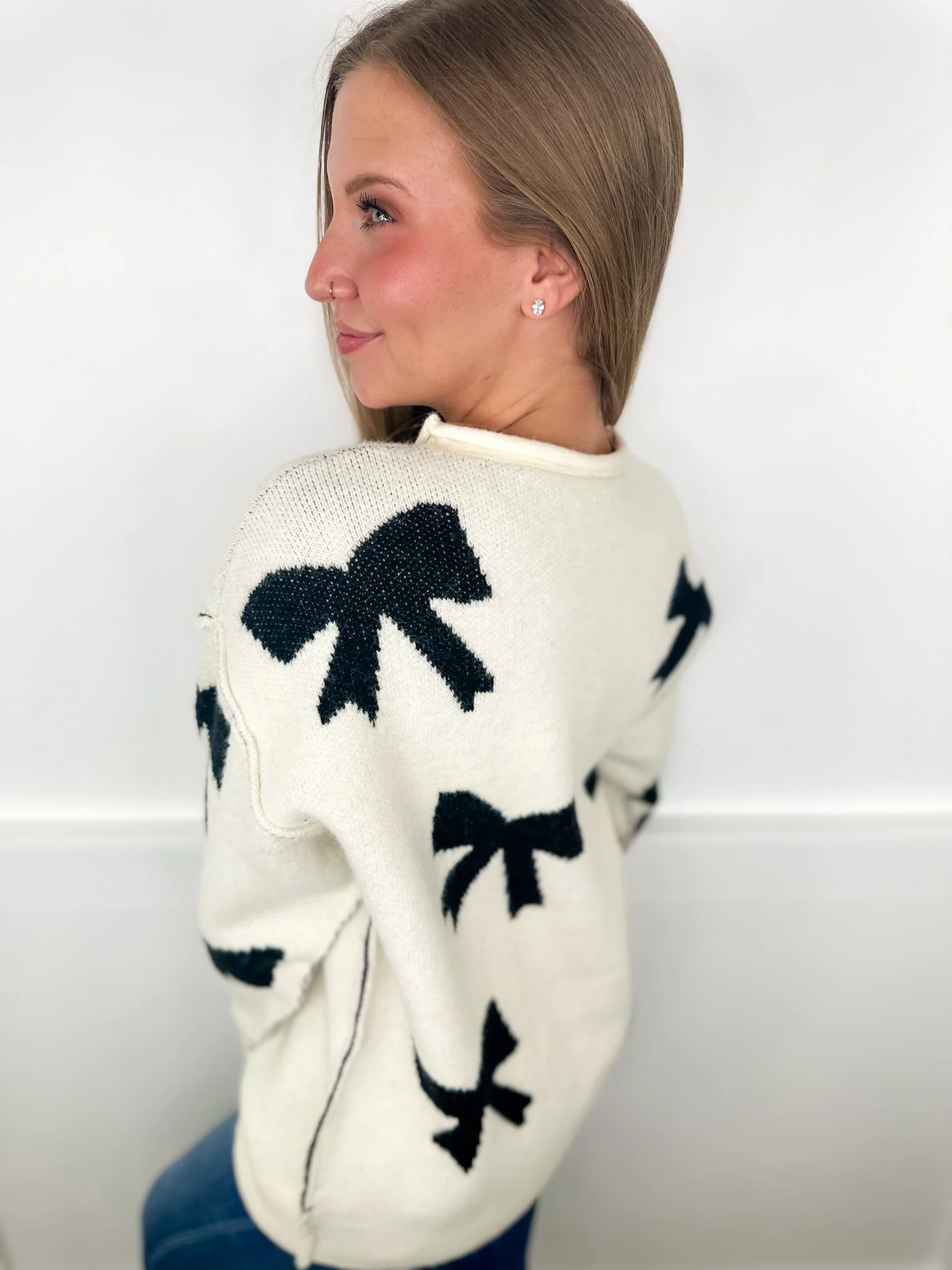White Birch Dainty Darling Knit Long Sleeve Cream Sweater Top - Image 2