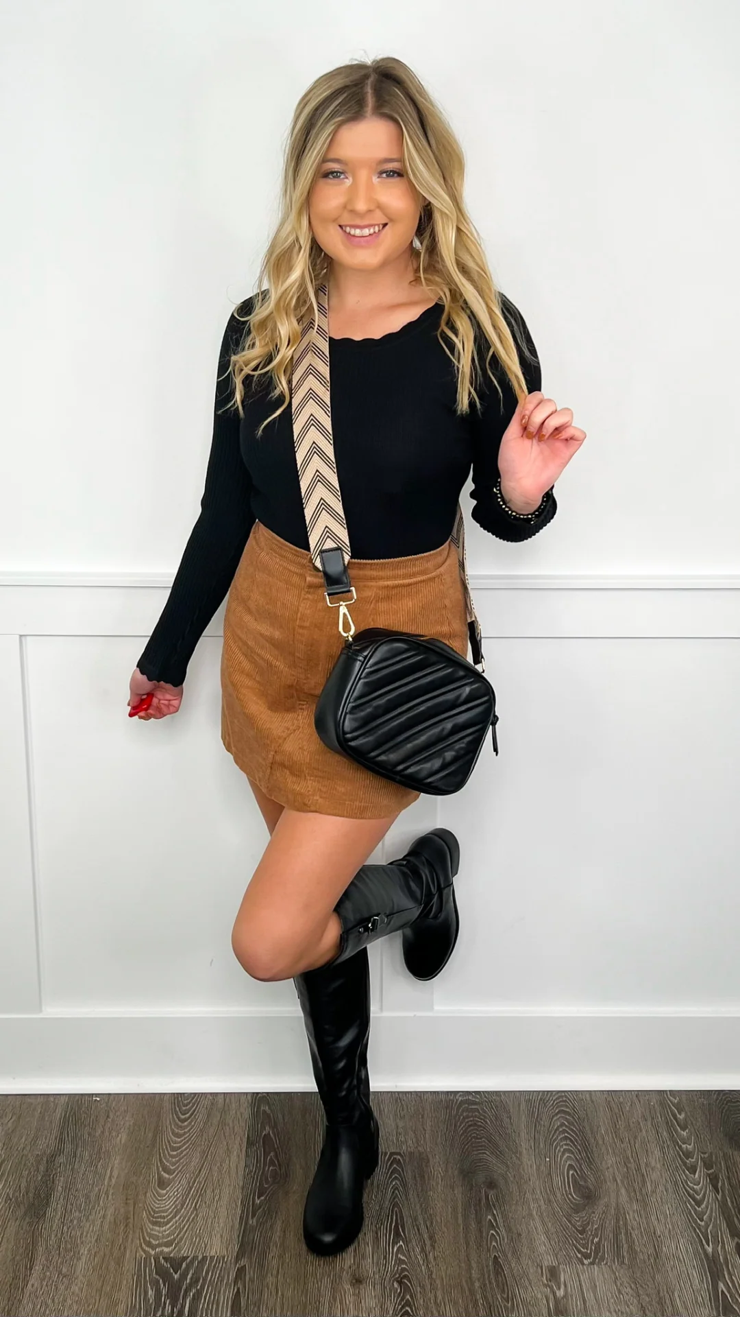 White Birch Basic Every Little Thing Ribbed Long Sleeve Black Top - Image 3