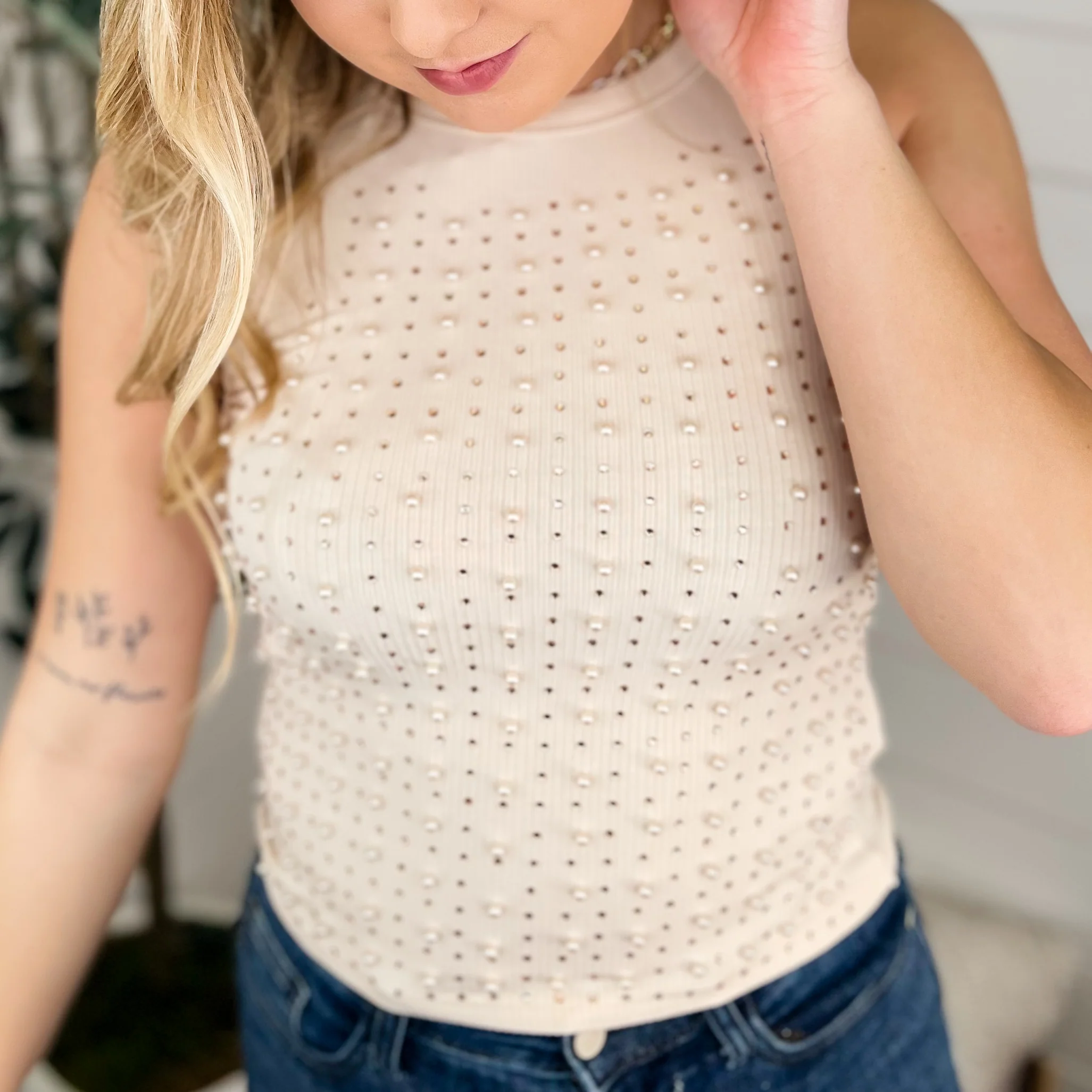 White Birch Look Twice Ribbed Embellished Cropped Tank Top - 6 colors! - Image 5