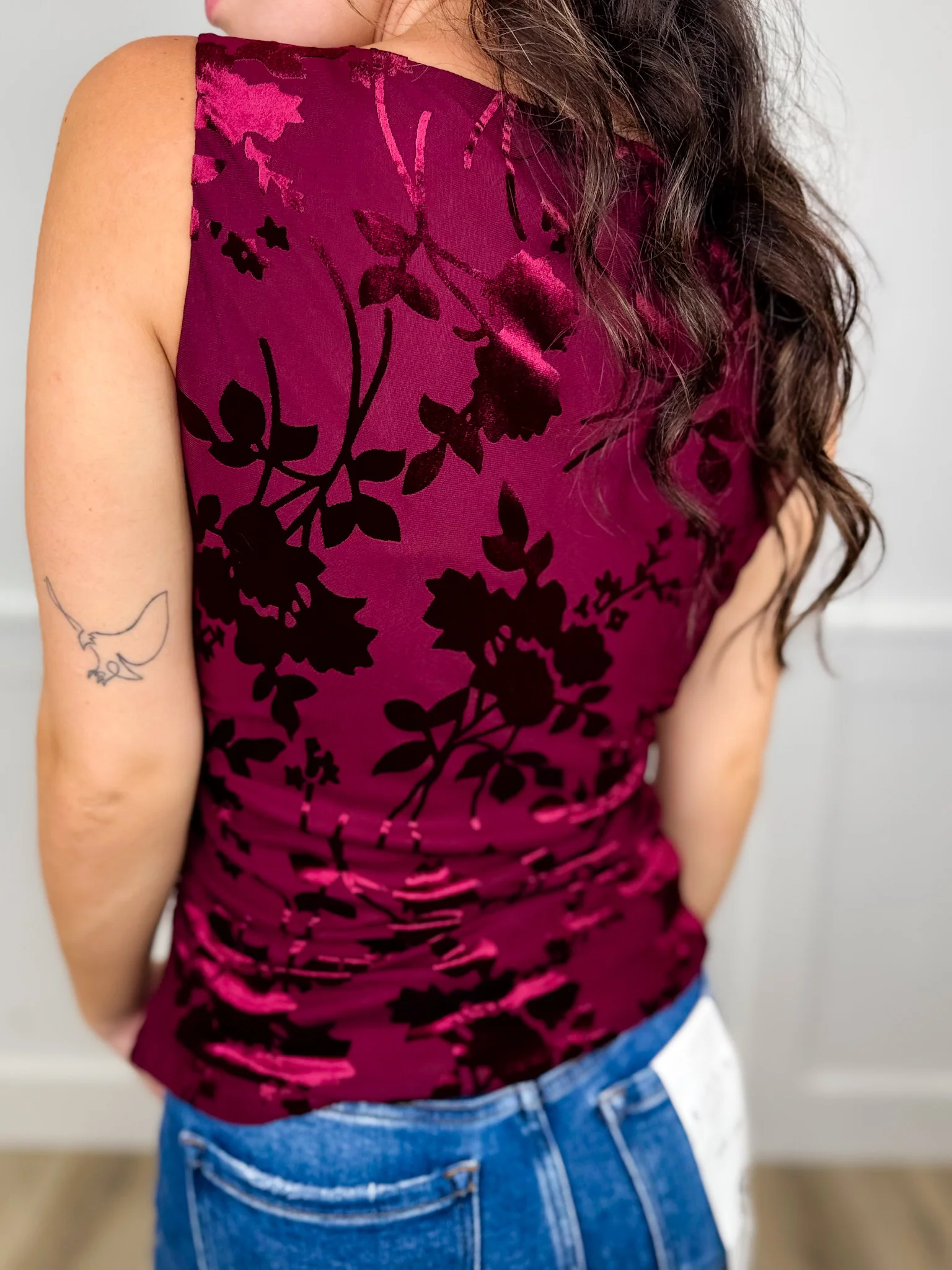 White Birch Love You Loudly Wine Red Tank Top - Image 2