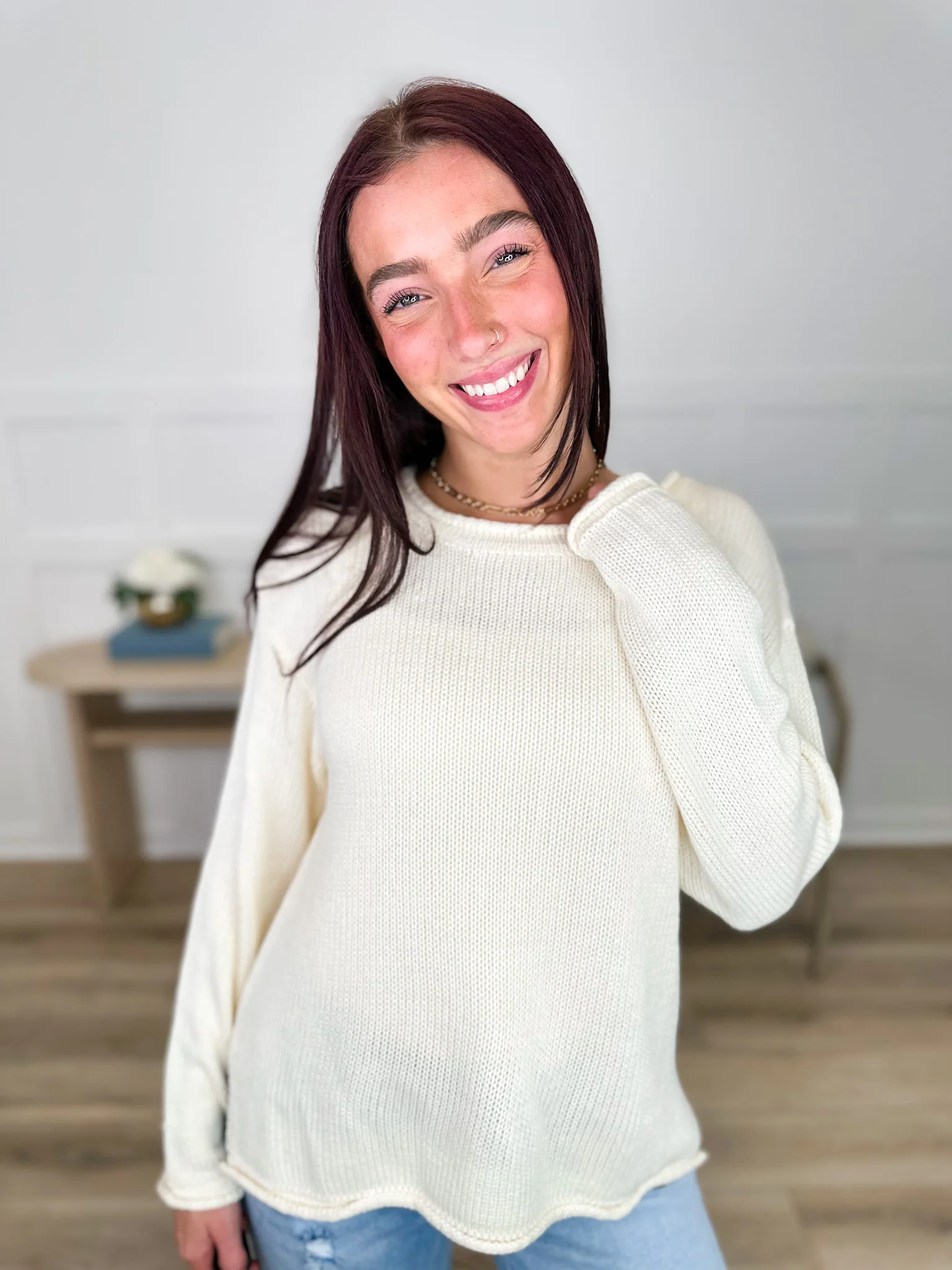White Birch Make it Complete Knit Long Sleeve Sweater Top - Multiple Colors