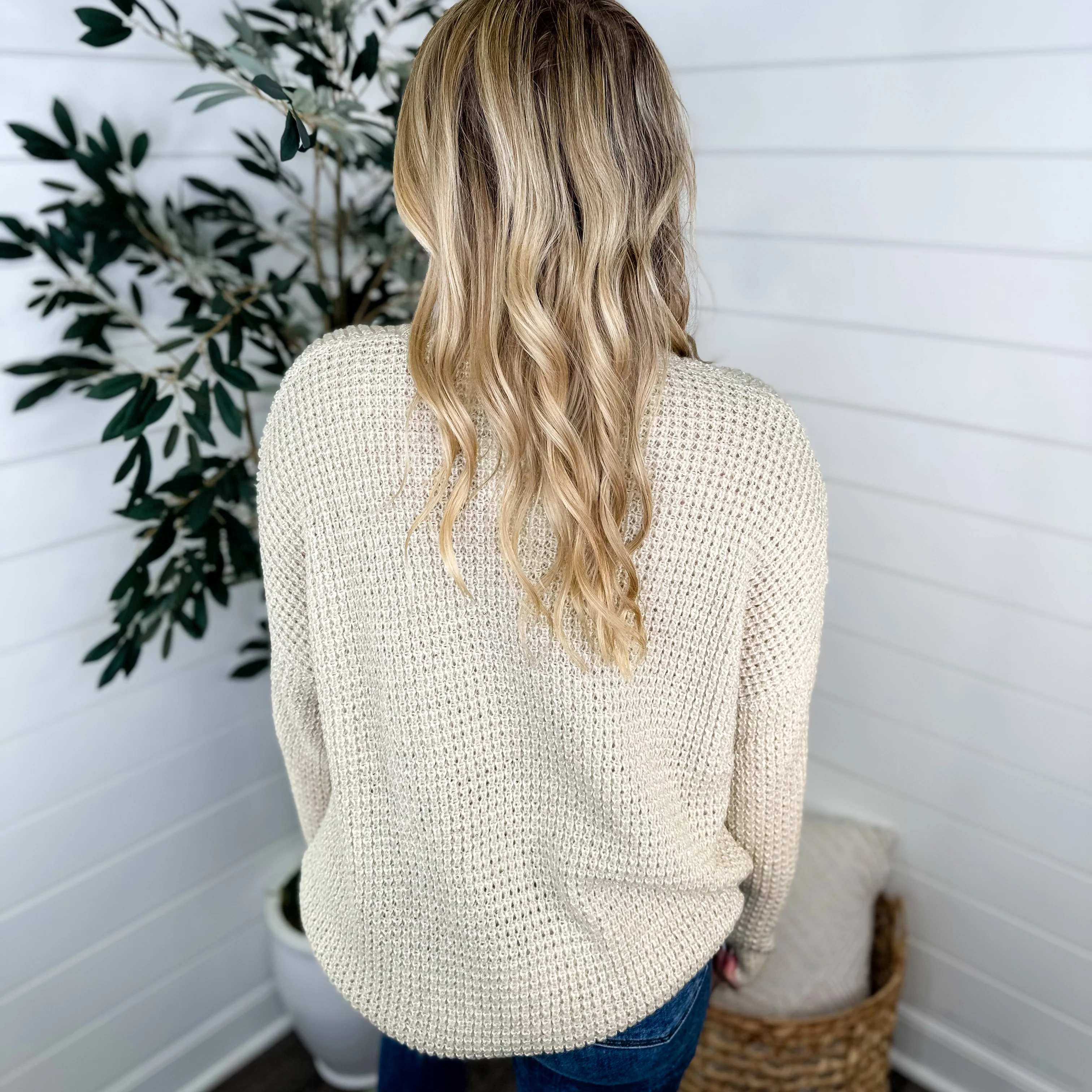 White Birch My Dearest Knit Long Sleeve Oat Sweater Top - Image 2