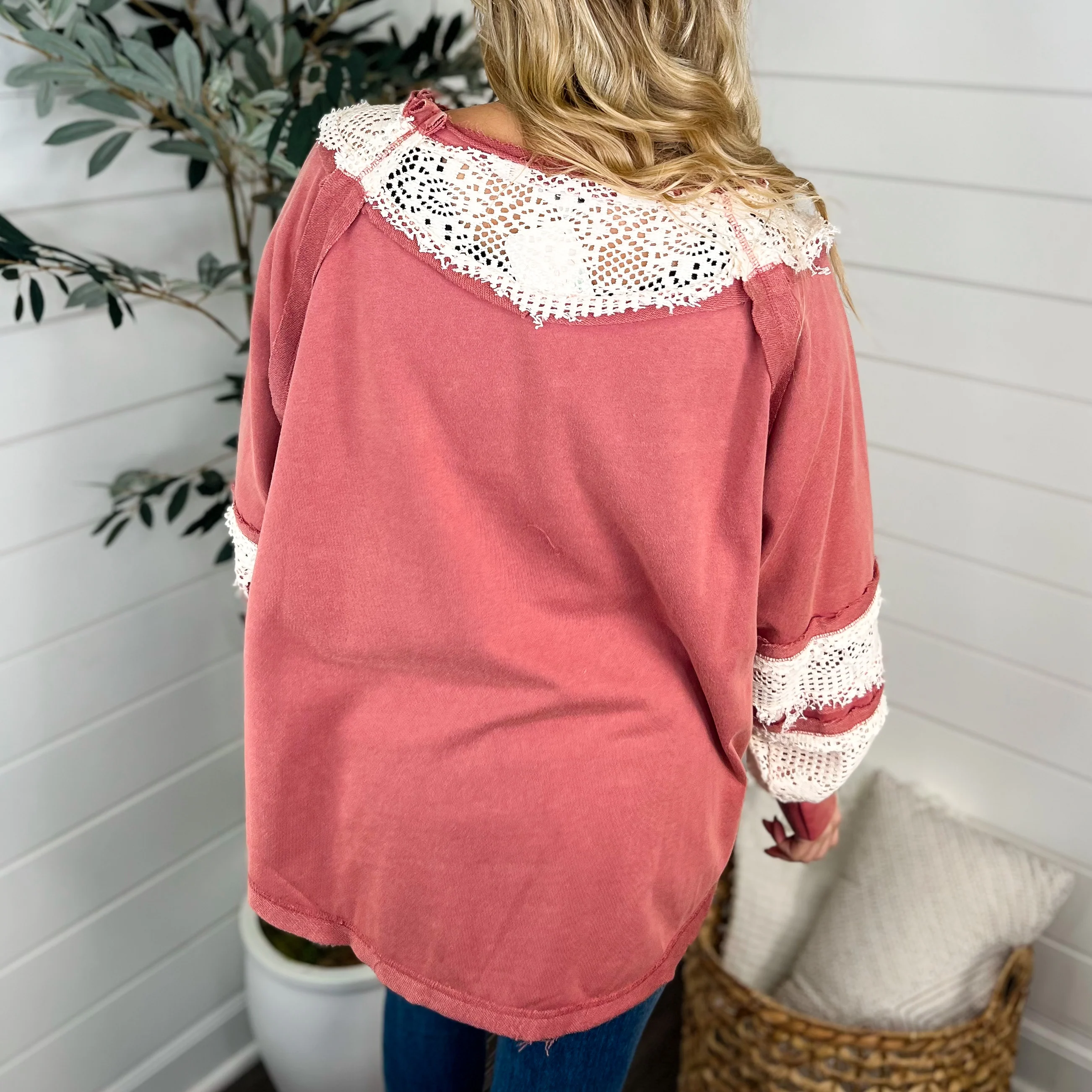 White Birch Next Chapter Cotton Blend Long Sleeve Pink Top - Image 2