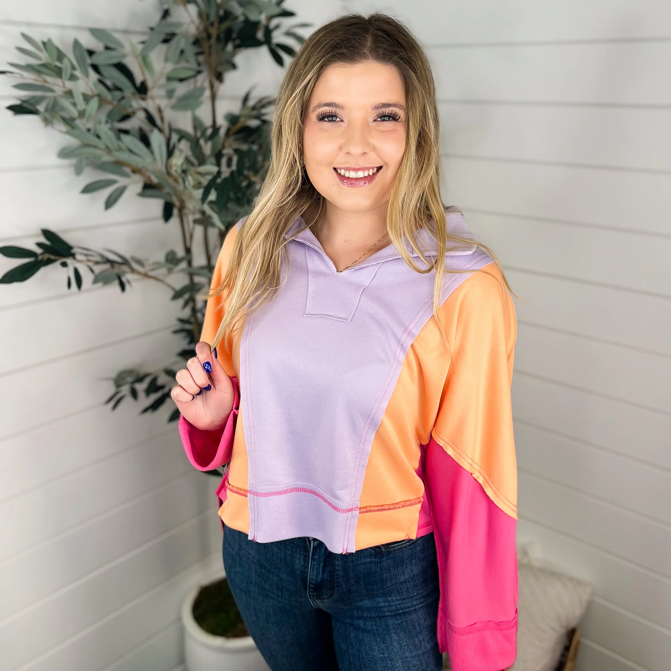 White Birch Sunset Destinations Long Sleeve Purple Top