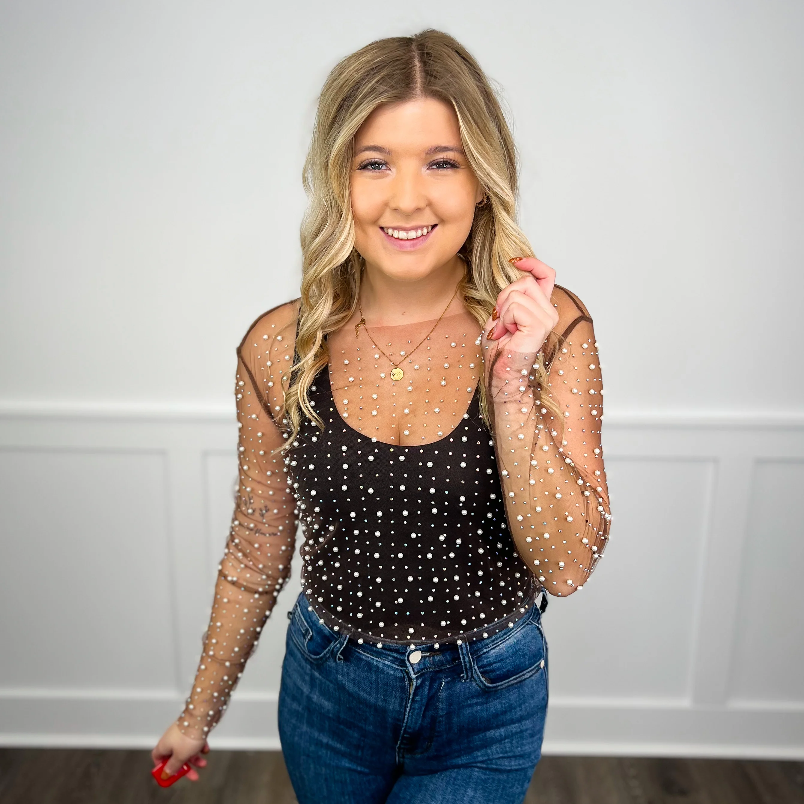 White Birch The Right One Sheer Mesh Long Sleeve Cropped Top - 5 colors! - Image 3