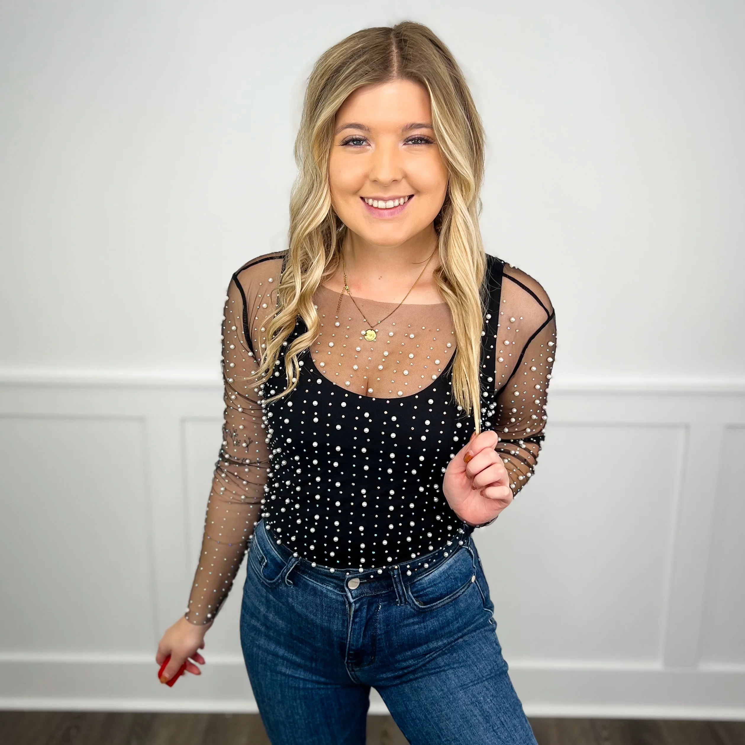 White Birch The Right One Sheer Mesh Long Sleeve Cropped Top - 5 colors! - Image 5