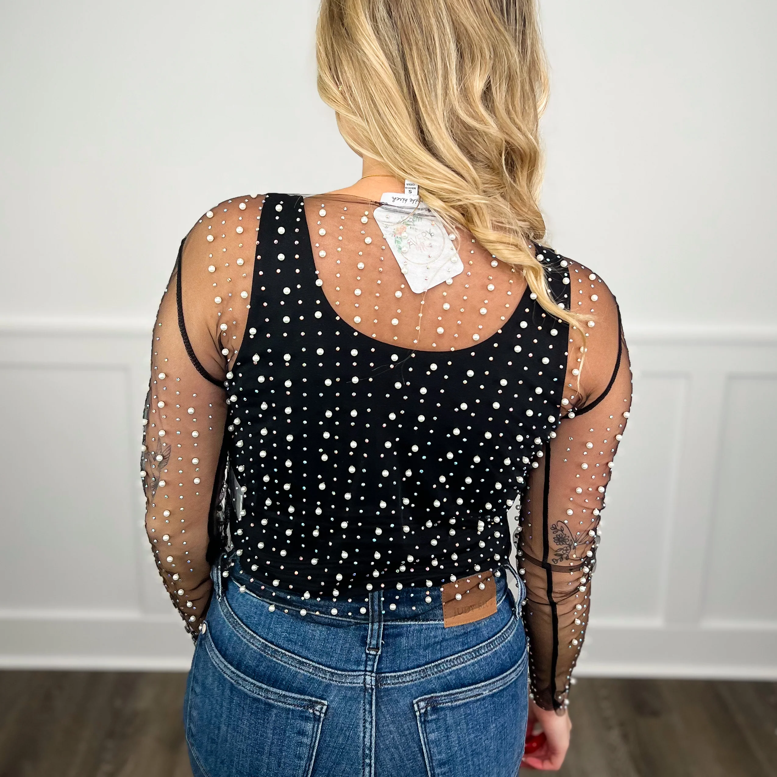 White Birch The Right One Sheer Mesh Long Sleeve Cropped Top - 5 colors! - Image 6