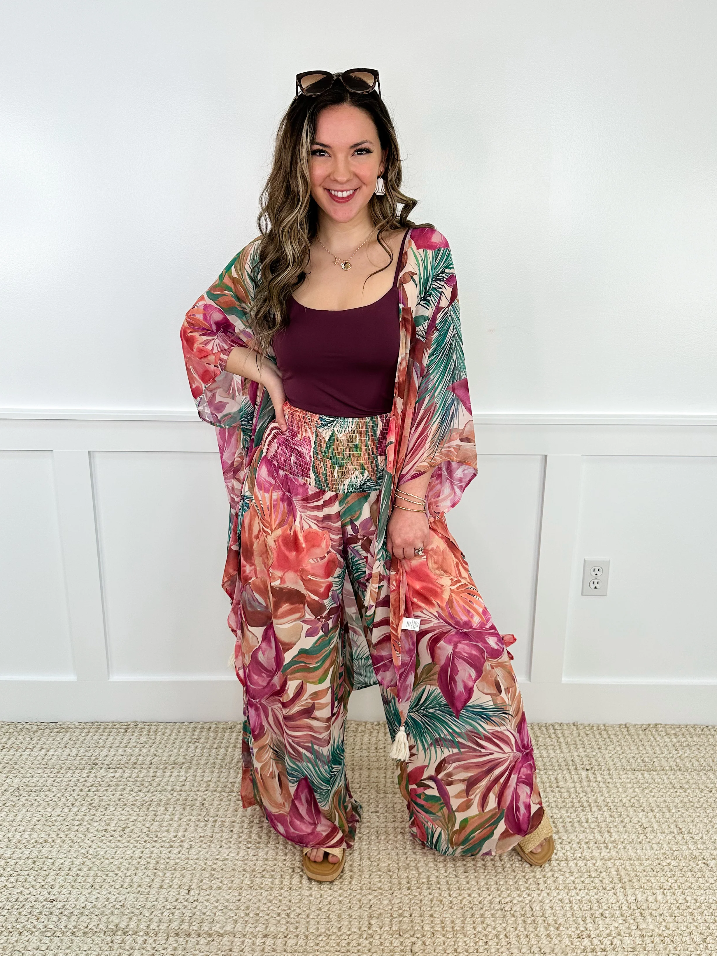White Birch The Tropics Call High-Rise Multi Palazzo Pants