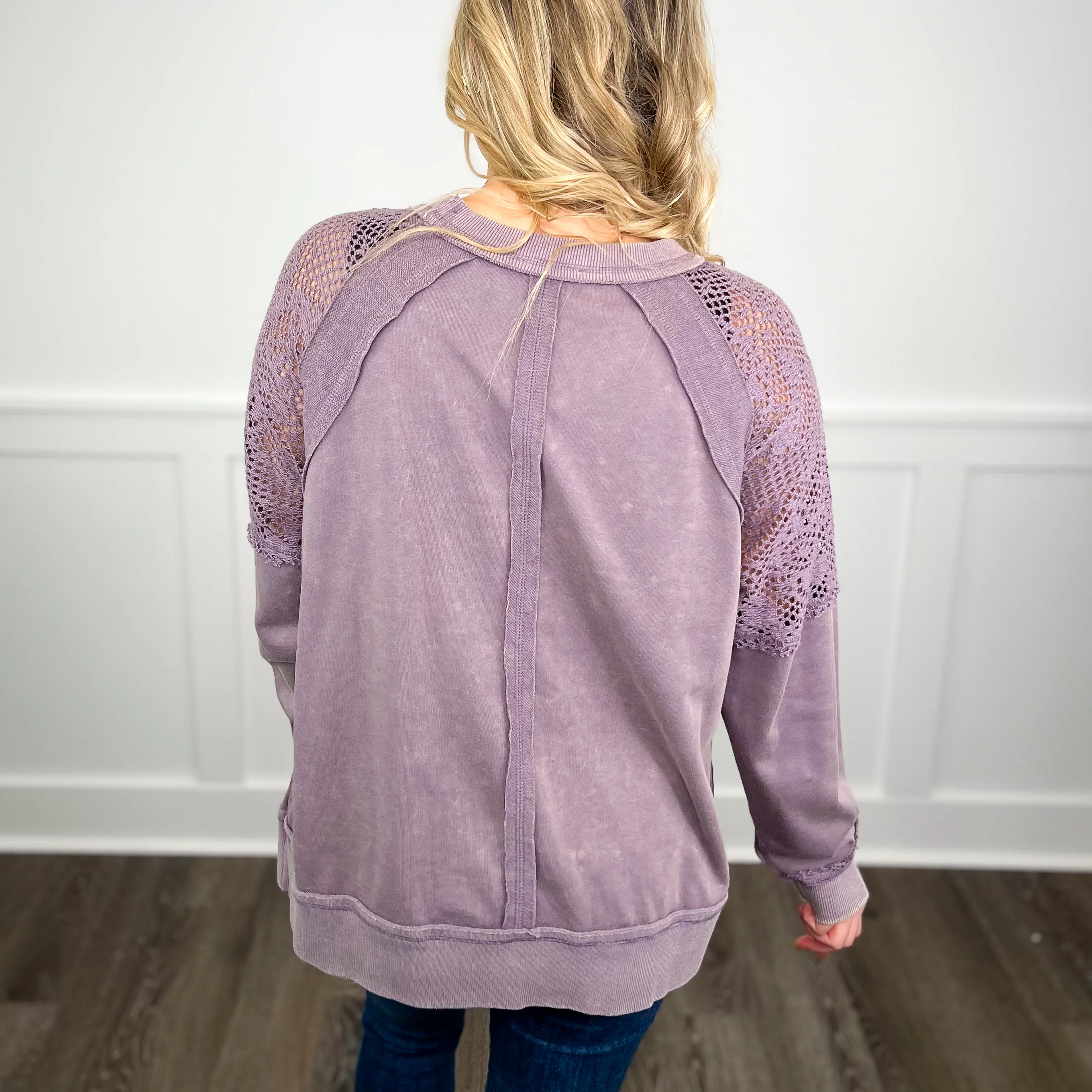 White Birch Too Good to Be True Cotton Blend Long Sleeve Purple Top - Image 2