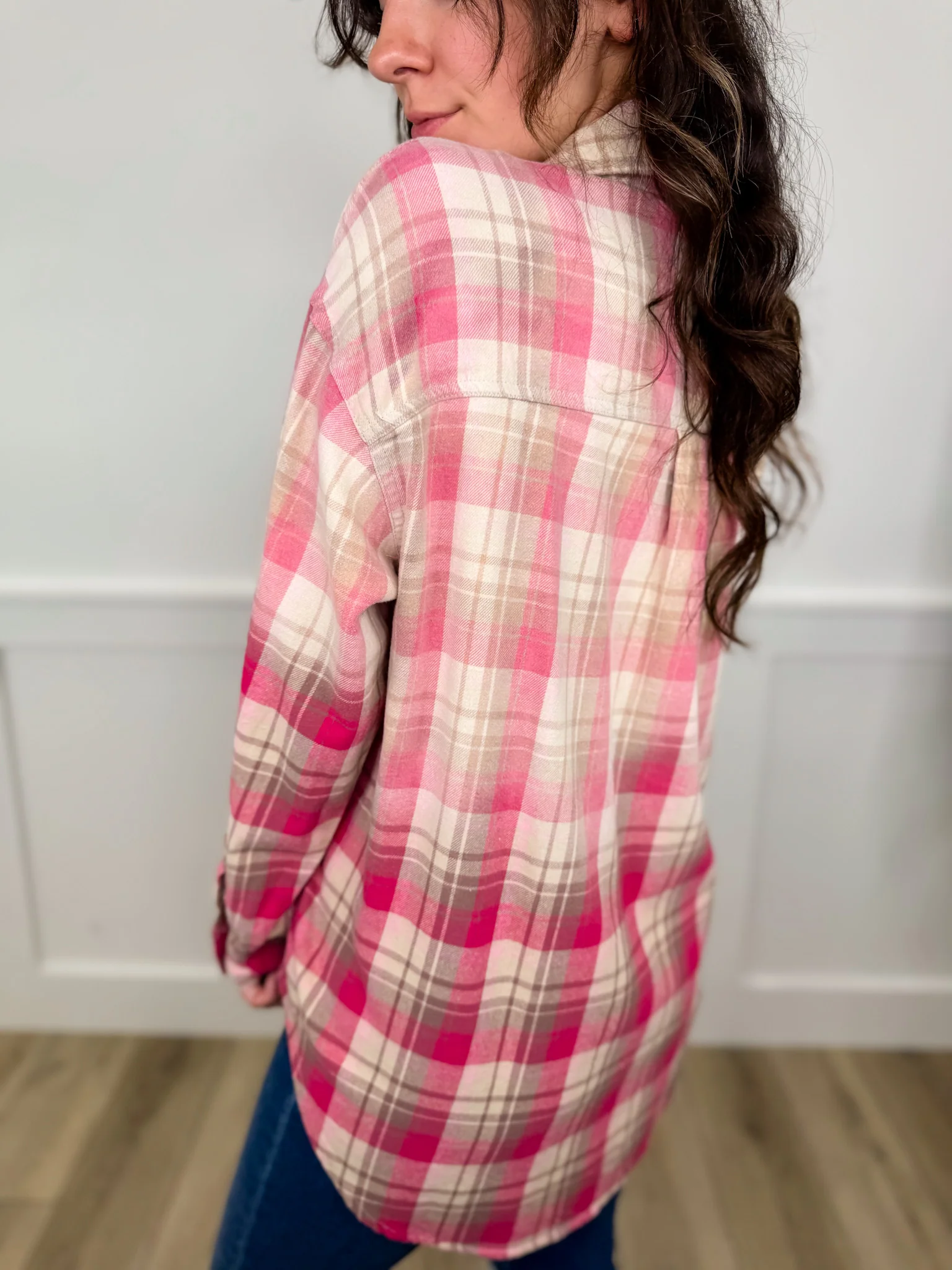 White Birch Wild As Her Cotton Long Sleeve Pink Flannel - Image 2