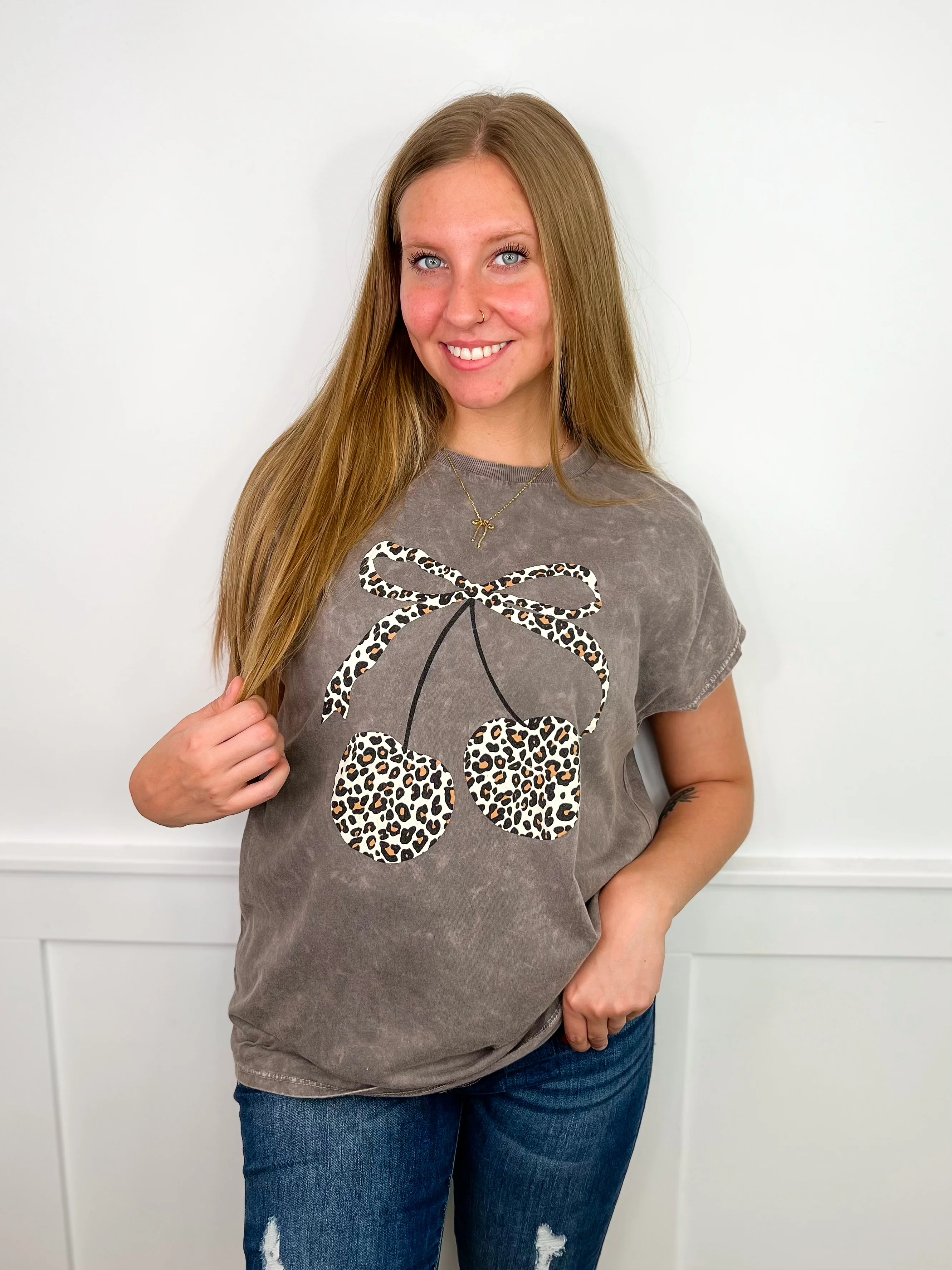 Wild Cherries Cotton Short Sleeve Avery Mae Graphic Top - 2 colors! - Image 2