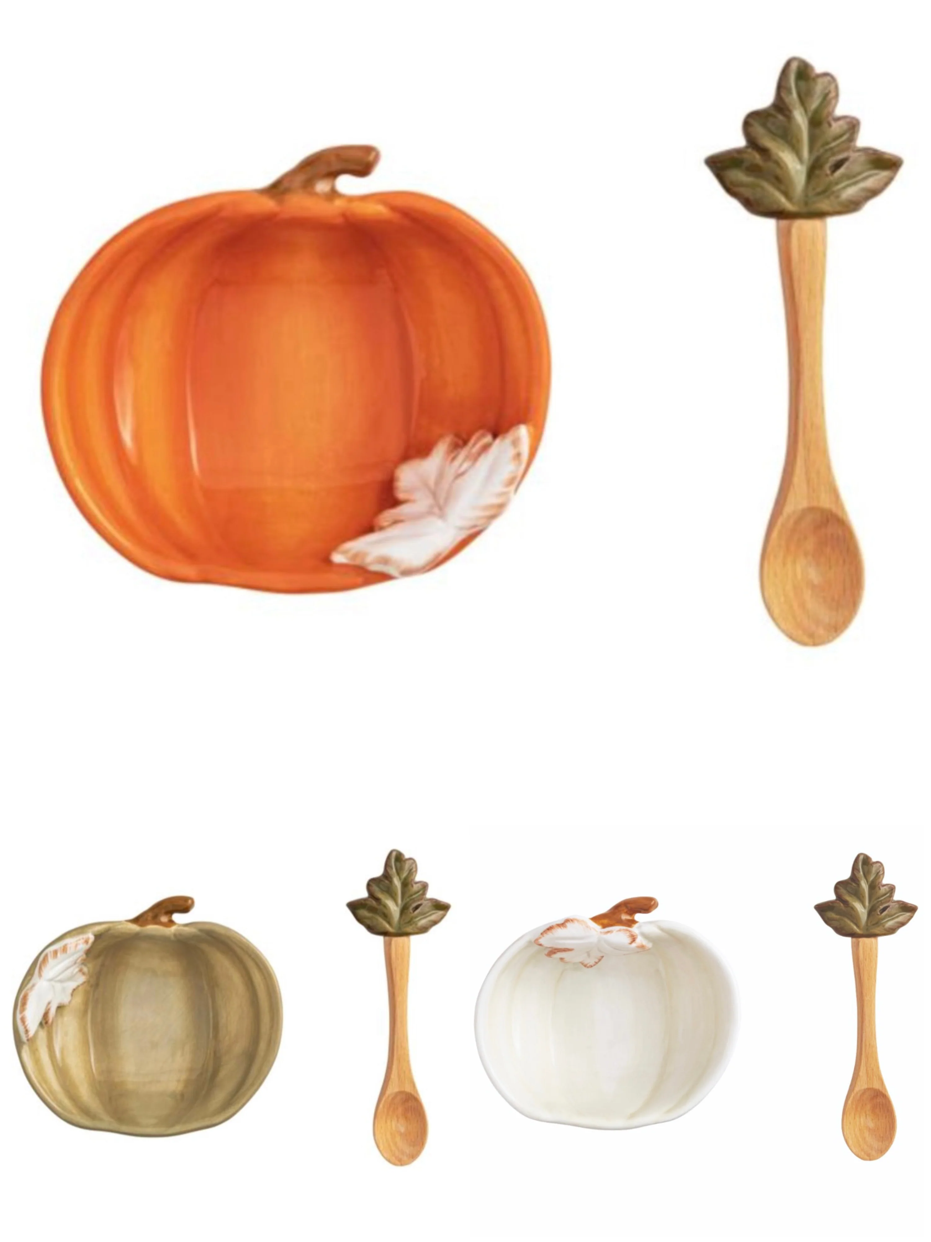 Wonderful Pumpkin Ceramic Dip Bowl Set - 3 colors!
