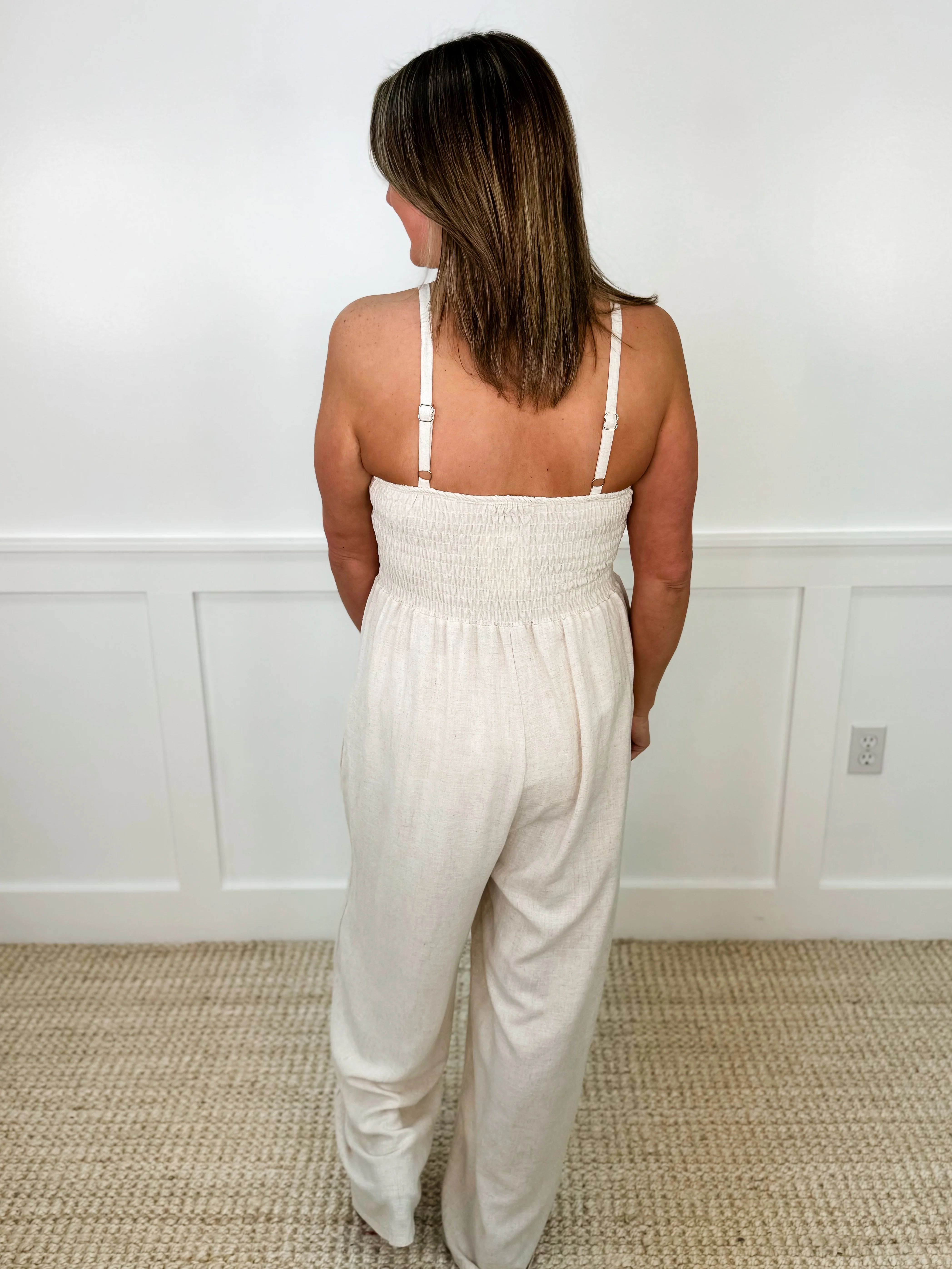 Worth Your While Rayon Blend Oatmeal Avery Mae Jumpsuit - Image 2
