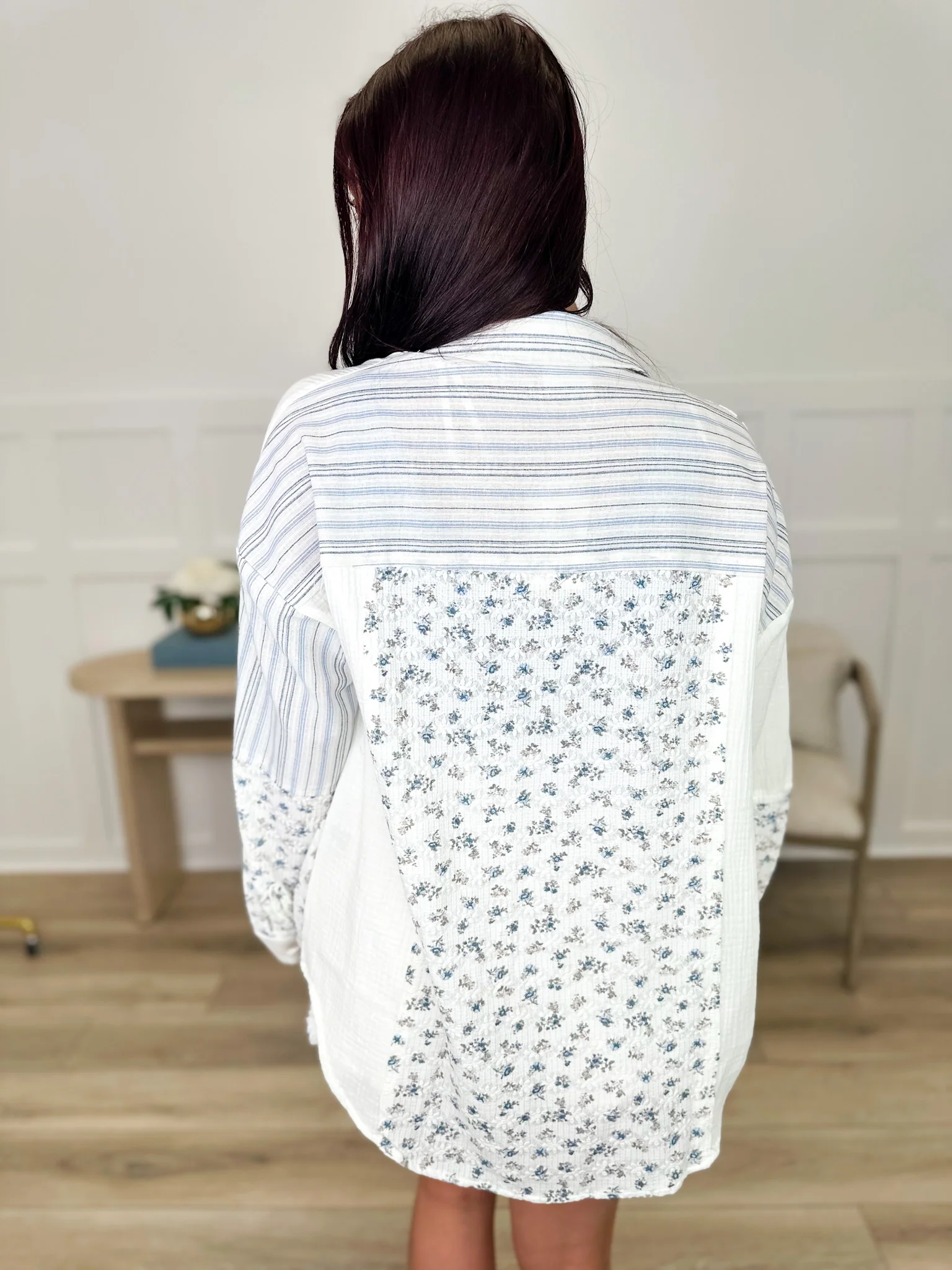 You Still Have Me Cotton Blend Long Sleeve Ivory Avery Mae Button Up Top - Image 2