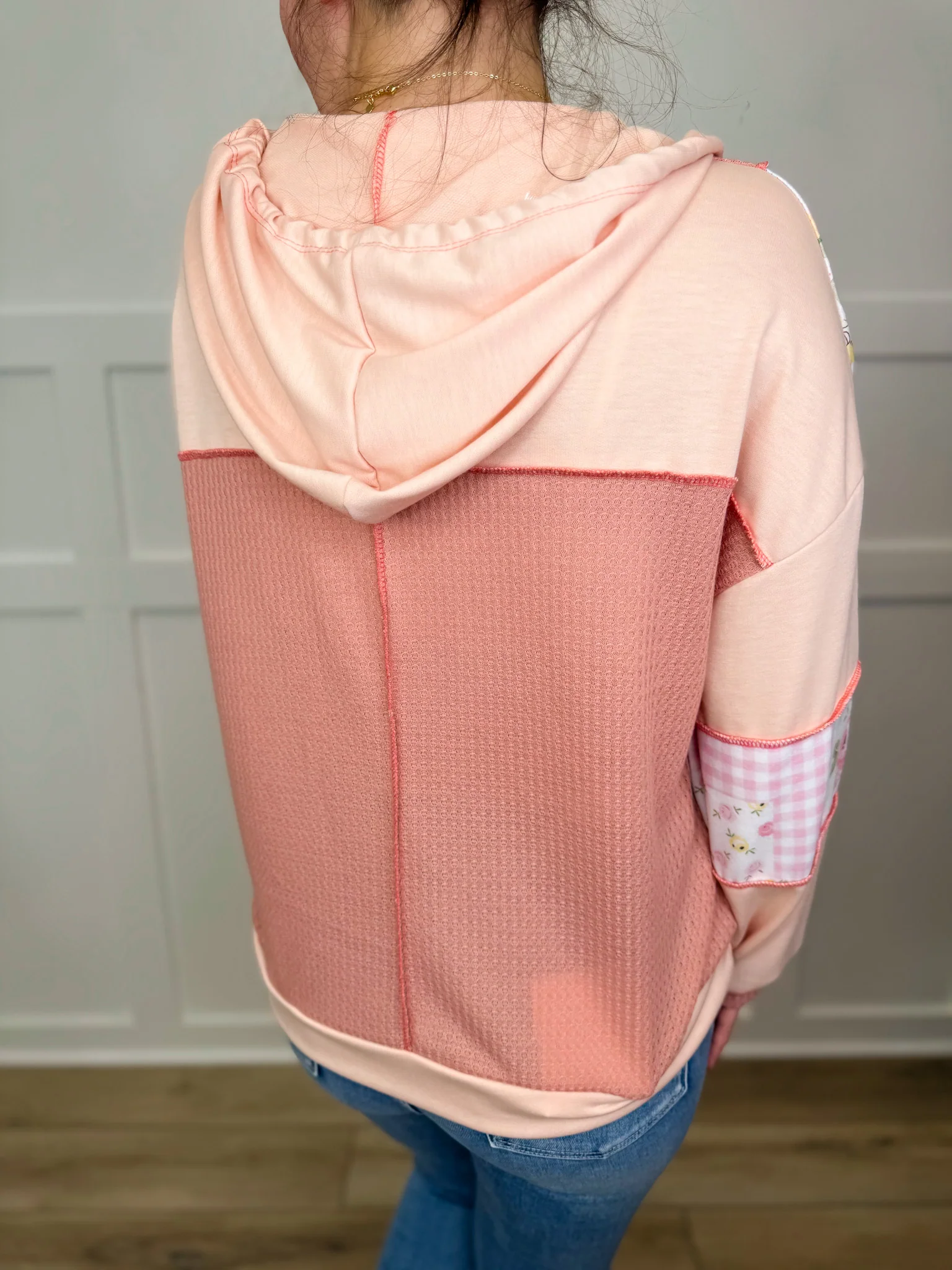 Your True Colors Knit Long Sleeve Pink Avery Mae Hooded Shacket - Image 2