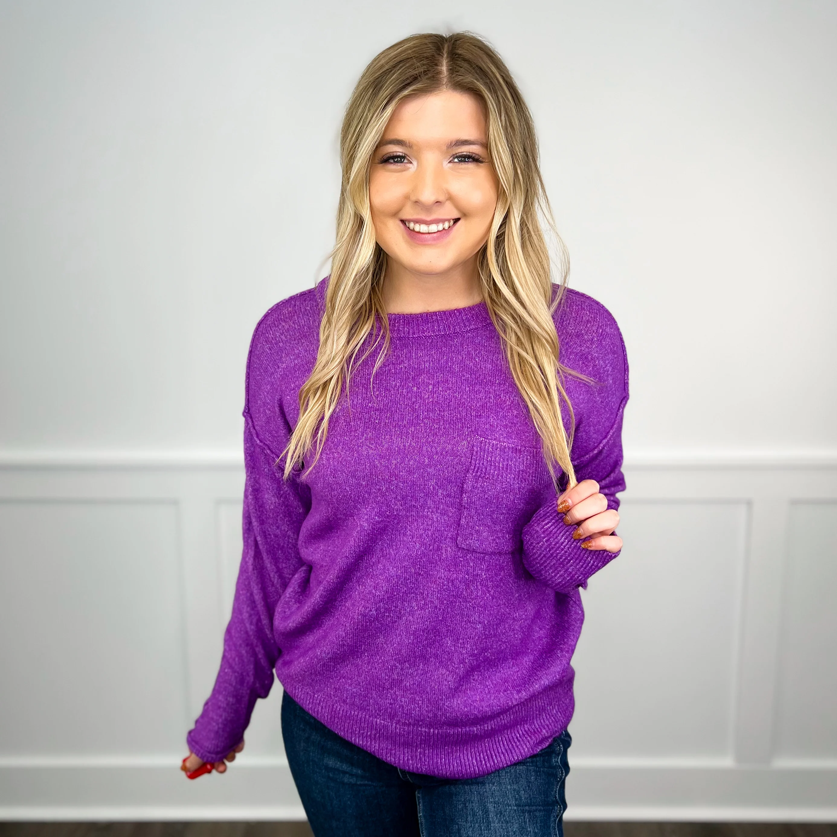 Zenana Drag it Out Long Sleeve Sweater Top - 8 colors! - Image 5